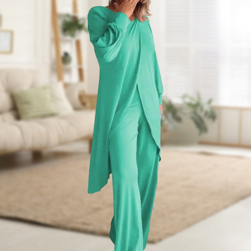 Haven | Women's Two Piece Set Long Sleeve Tunic Top Wide Leg Pants