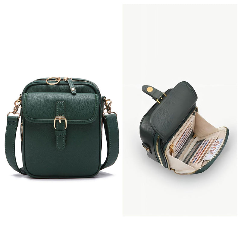 Retro PU leather crossbody bag with anti-theft zipper, spacious interior pockets, vintage brown style