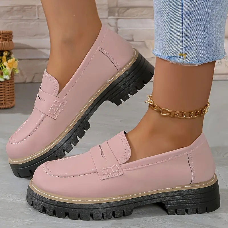 Women's orthopedic loafers with padded insole, non-slip textured outsole, round toe, daily comfort wear