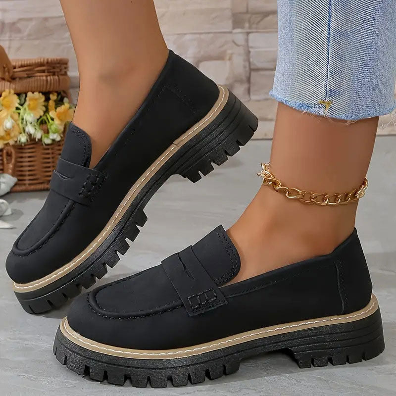 Women's orthopedic loafers with padded insole, non-slip textured outsole, round toe, daily comfort wear