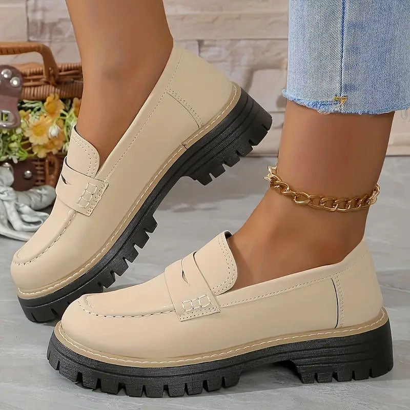 Women's orthopedic loafers with padded insole, non-slip textured outsole, round toe, daily comfort fit