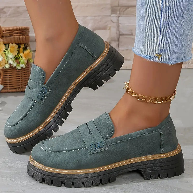 Women's orthopedic loafers with padded insole, non-slip textured outsole, round toe, daily comfort wear