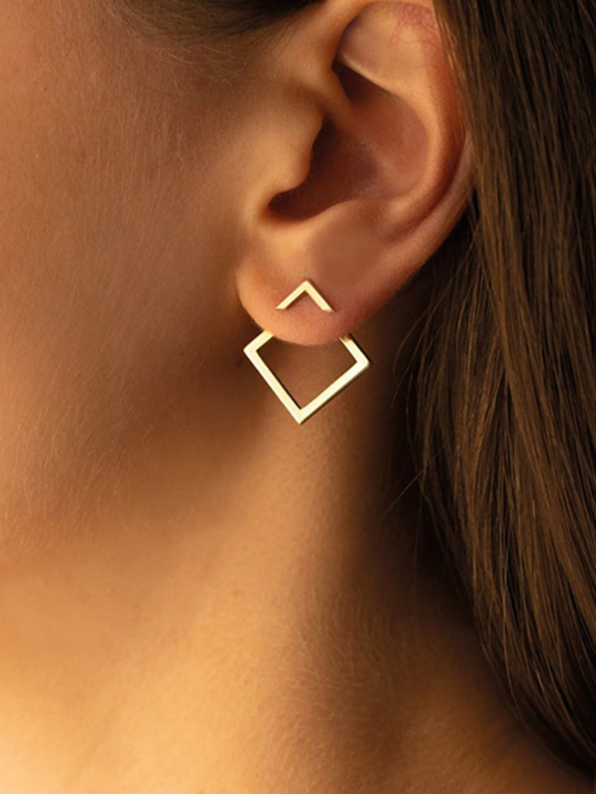 Square Geometric Stud Earrings - Urbann-Vibe