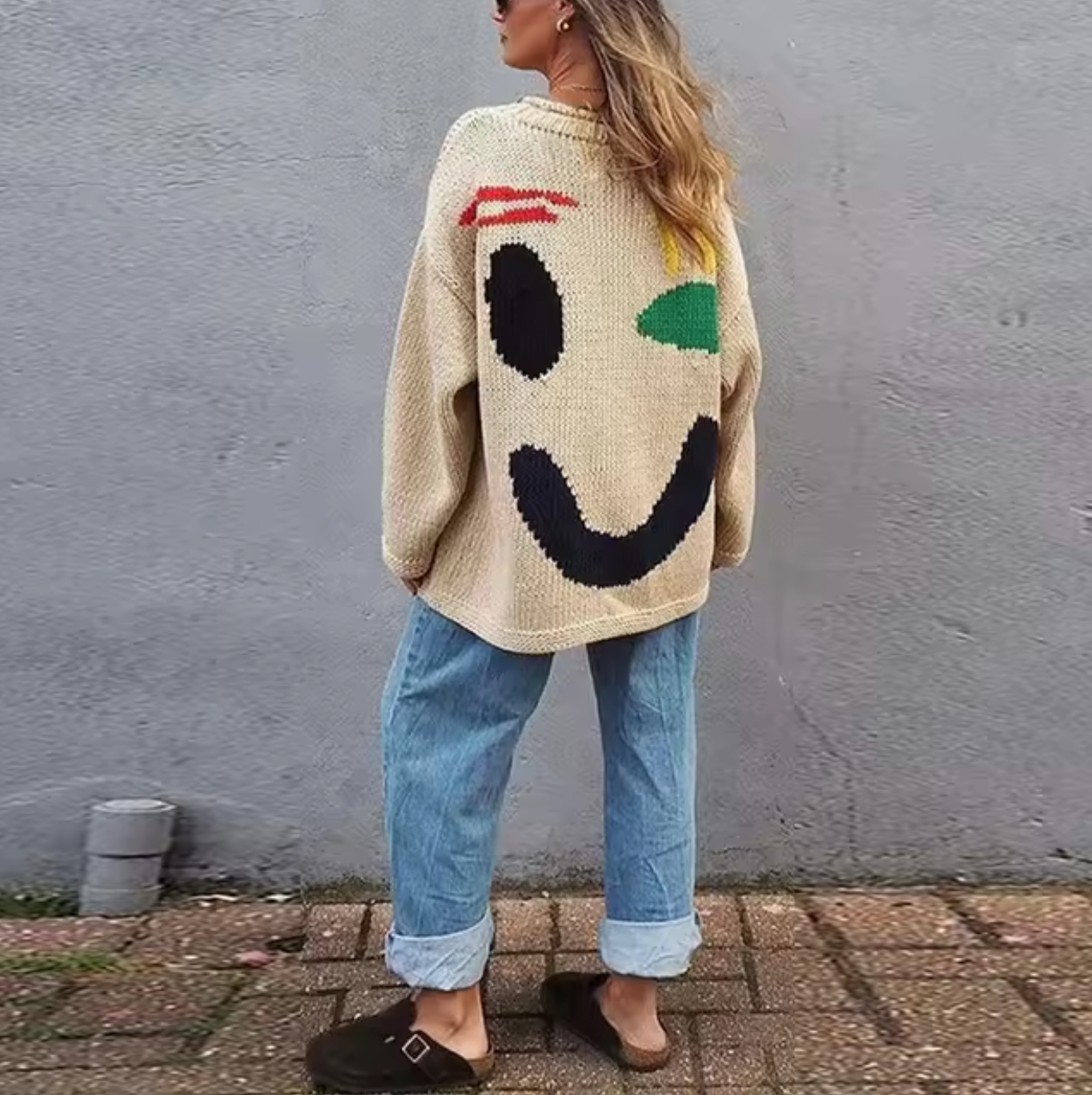 Women oversized cotton knit sweater cozy casual fit, breathable 100% cotton everyday essential