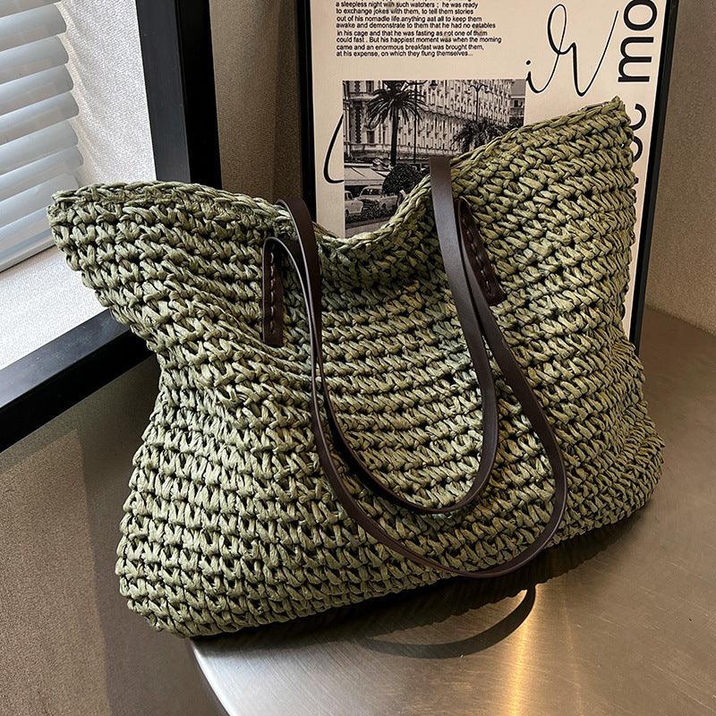 Handwoven boho beach tote bag Isla eco-friendly natural woven design with spacious interior
