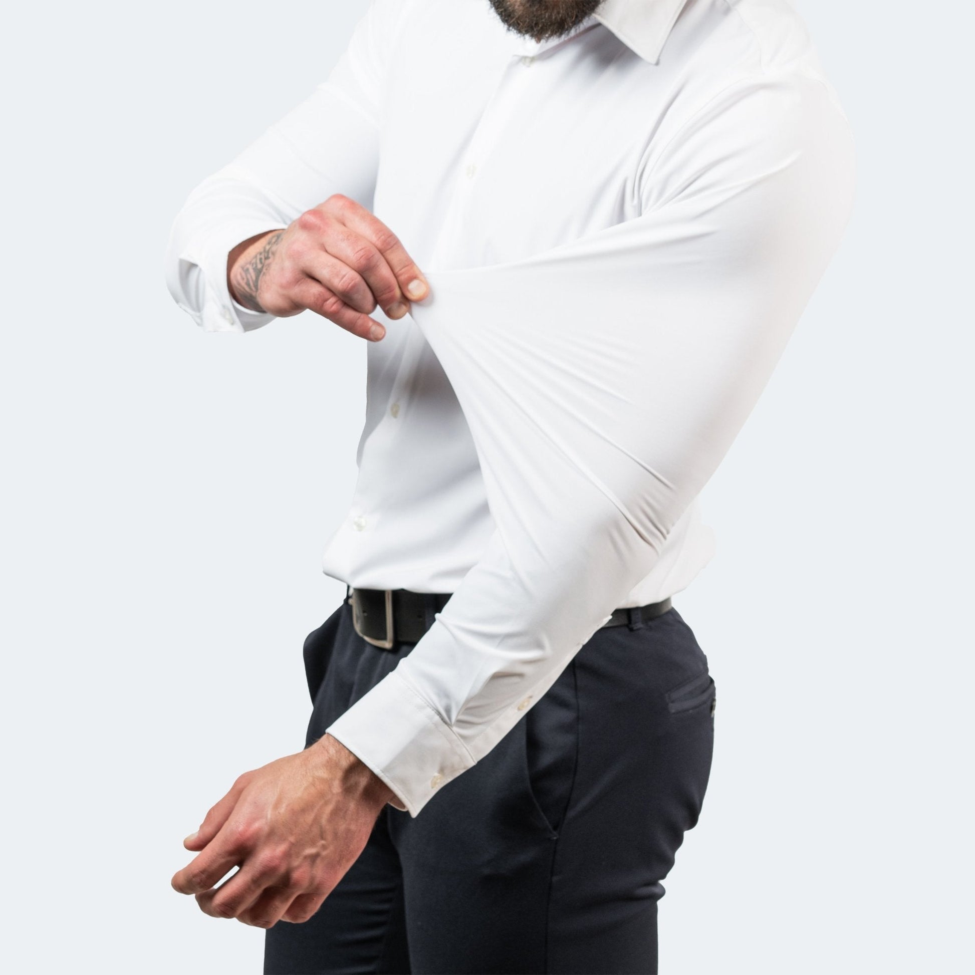 Alexander wrinkle-free stretch dress shirt, crisp no-iron odor-neutral fabric for busy professionals