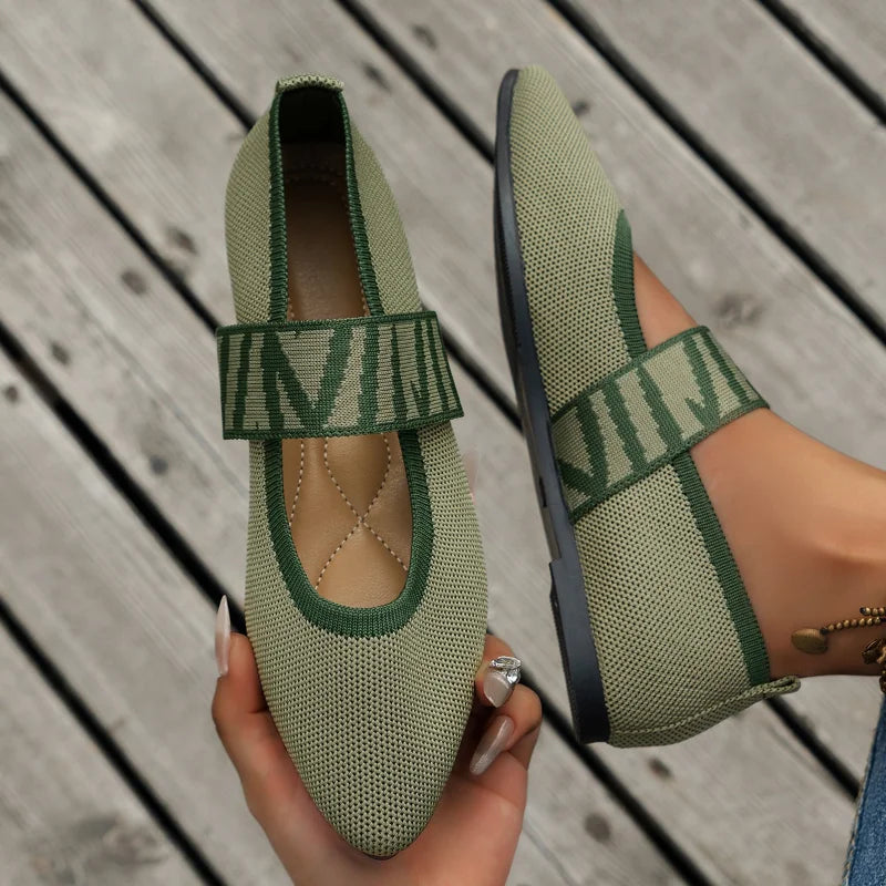Women's spring ballet flats with ankle strap, casual flat silhouette in neutral tone for everyday comfort