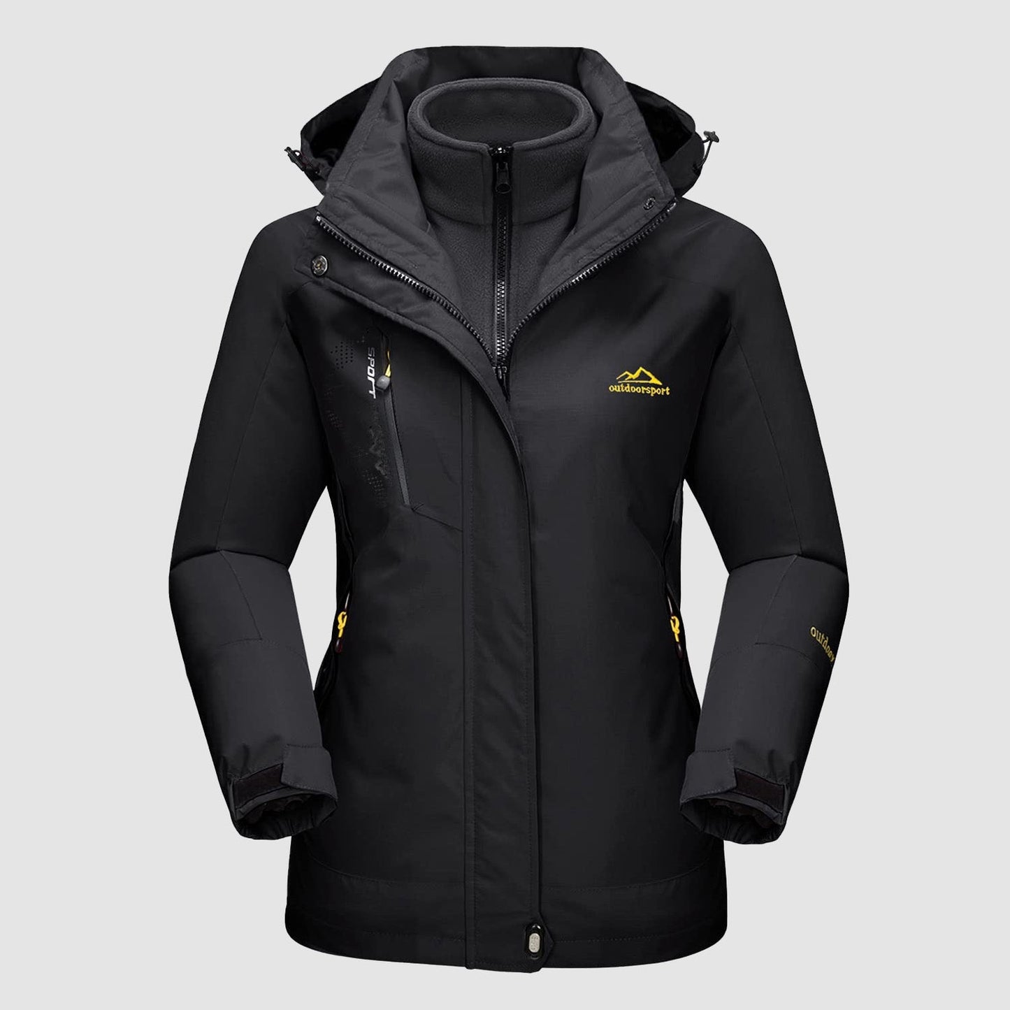 Women's 3-in-1 waterproof ski coat with detachable fleece liner, windproof winter jacket