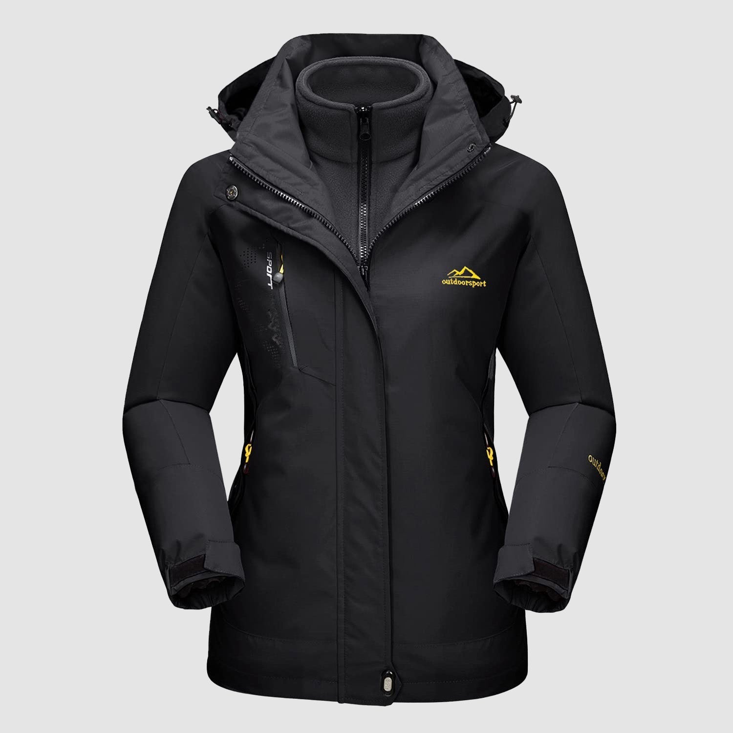 Women's 3-in-1 waterproof ski coat with detachable fleece liner, windproof winter jacket