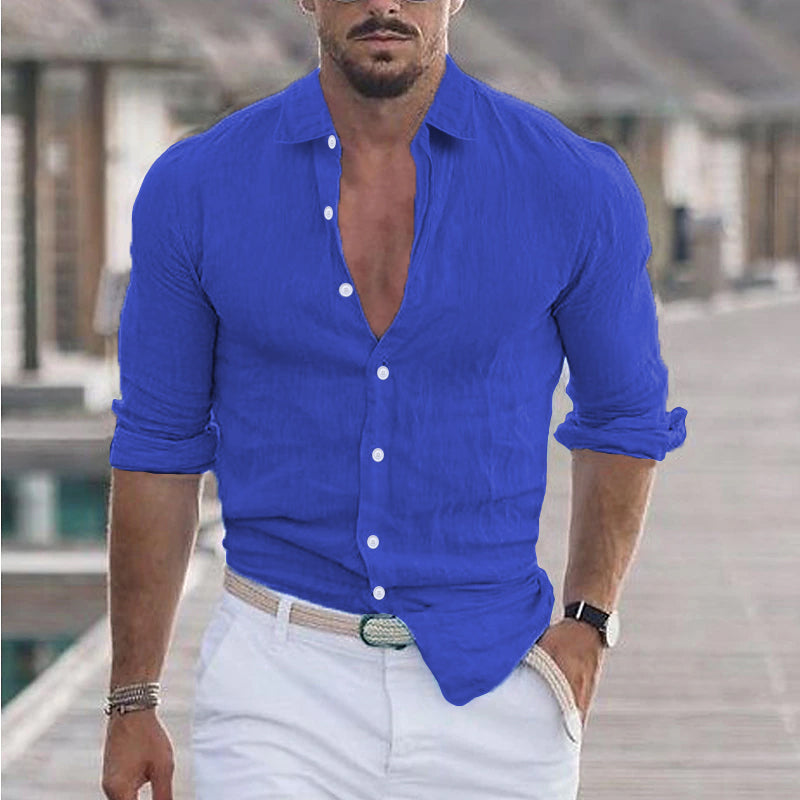 Finn men's light linen shirt spread collar relaxed modern cut breathable everyday elegant fit
