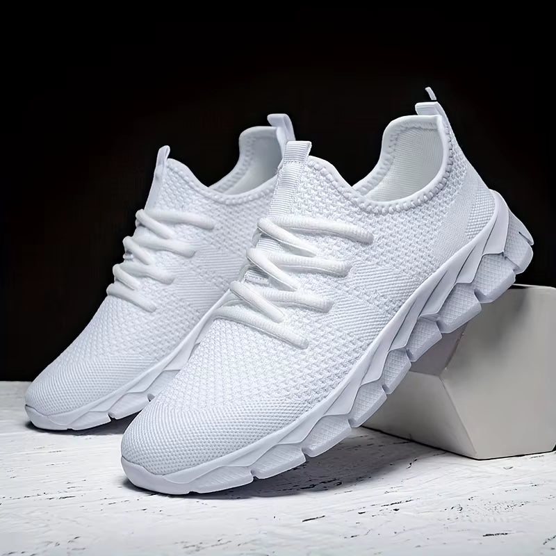 Lightweight breathable mesh running sneakers with second-skin knit fit and ultra-cushioned sole