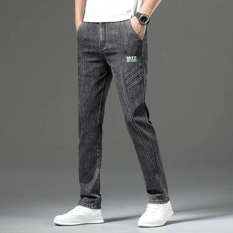 Series 77 straight-leg stretch denim jeans mid-rise structured fit everyday comfort blue cotton blend