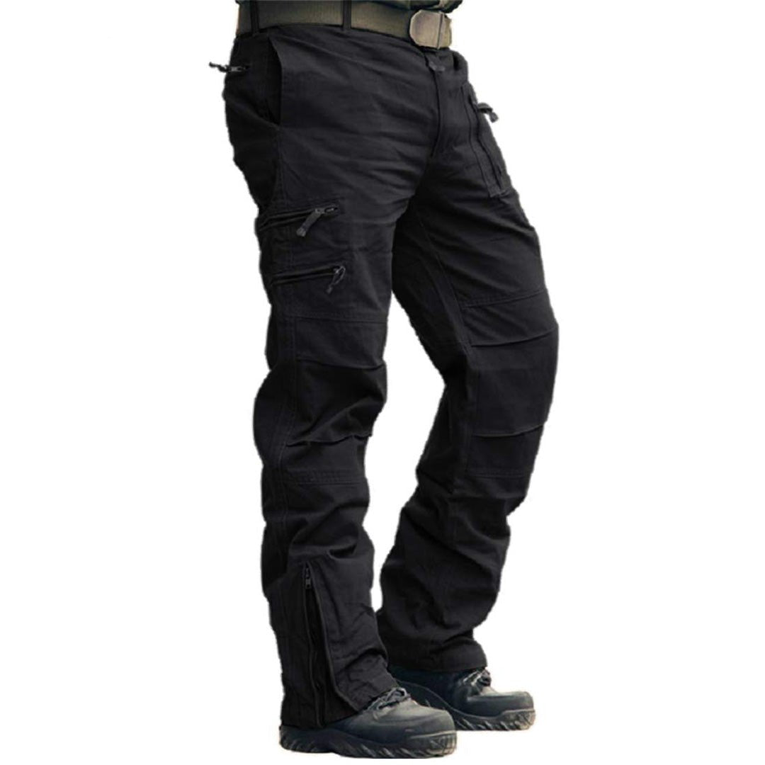 Men's tactical ripstop cargo pants, lightweight khaki cotton-spandex blend with elastic waistband