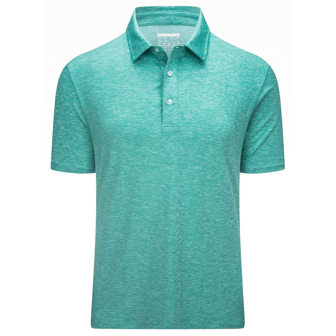 Men's golf polo shirt solid quick-dry 3-button placket spread collar lightweight stretch performance