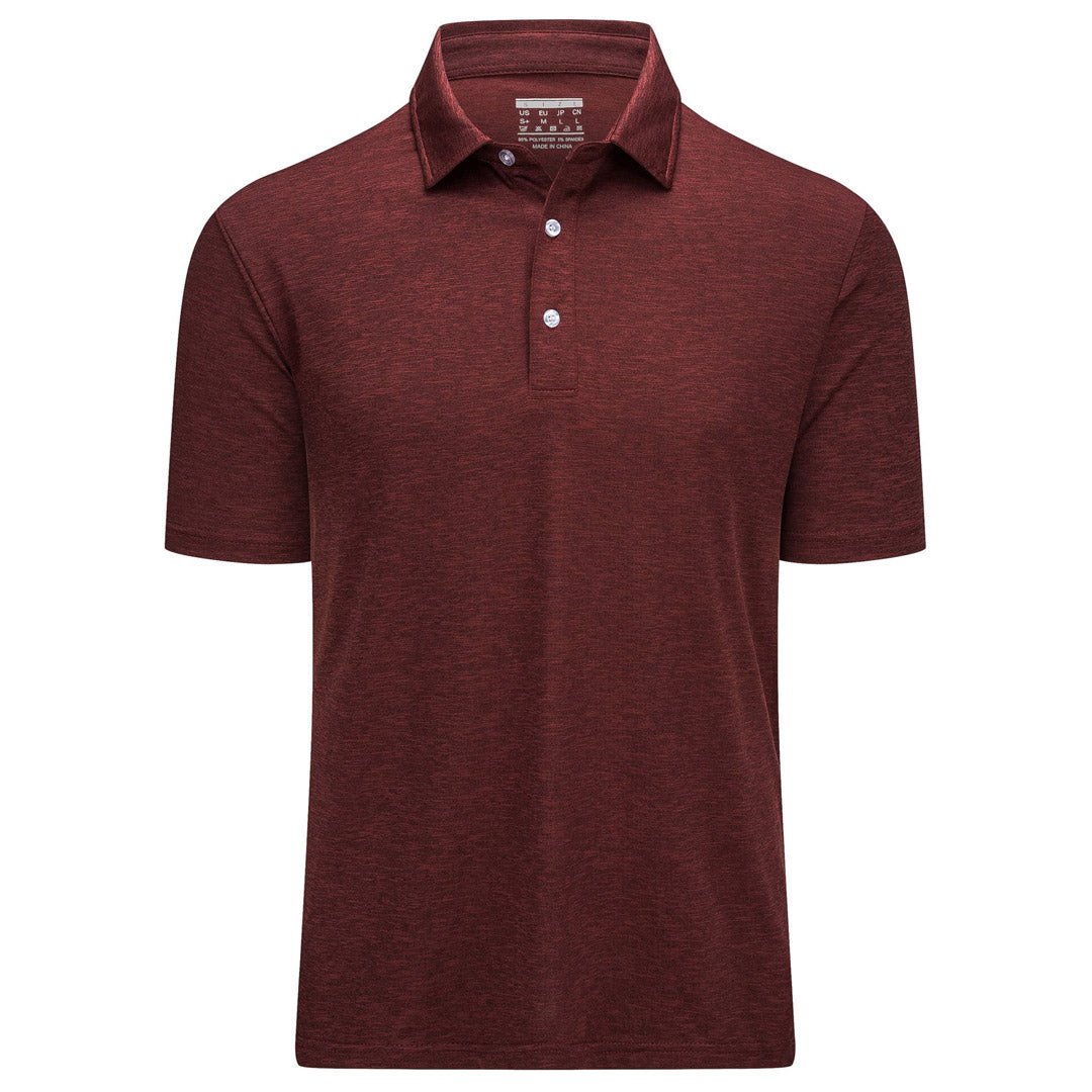 Men's golf polo shirt solid quick-dry 3-button placket spread collar lightweight stretch fit
