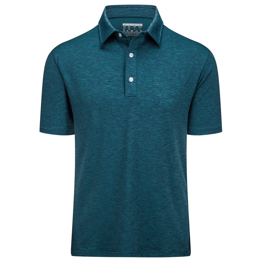 Men's golf polo shirt solid quick-dry 3-button placket spread collar lightweight stretch fabric