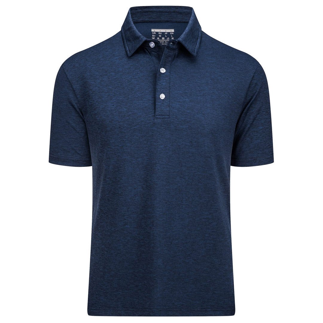 Men's golf polo shirt solid quick-dry breathable 3-button placket stretch fit lightweight