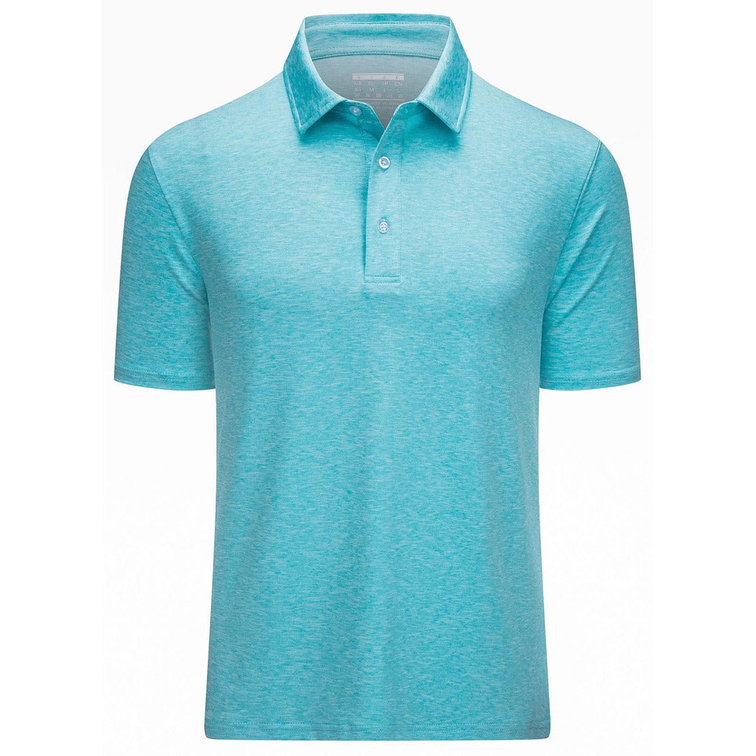 Men's golf polo shirt solid quick-dry 3-button placket spread collar lightweight stretch performance fit