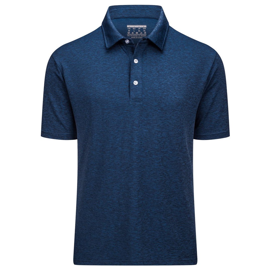 Men's solid quick-dry golf polo shirt with 3-button placket and spread collar for all-day comfort