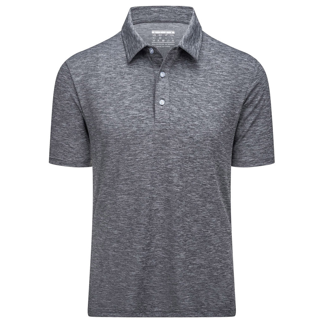 Men's solid quick-dry golf polo shirt 3-button placket spread collar lightweight stretch performance