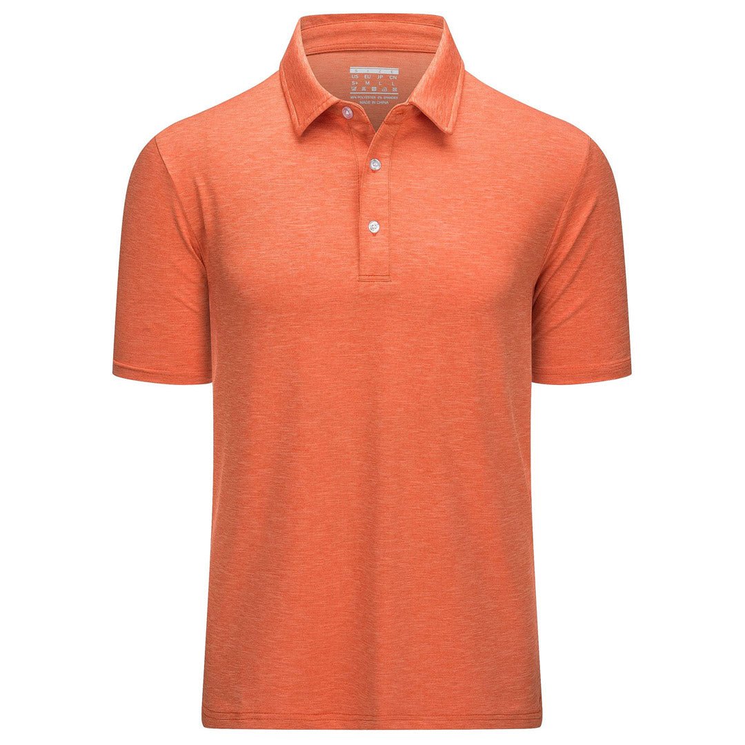 Men's golf polo shirt solid quick-dry 3-button placket spread collar lightweight stretch fabric