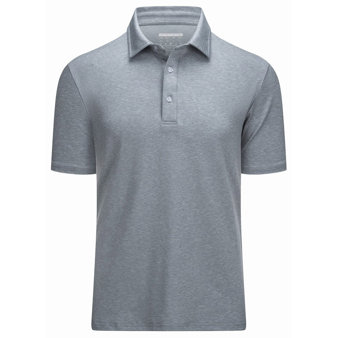 Men's golf polo shirt solid quick-dry breathable 3-button placket spread collar lightweight stretch fit
