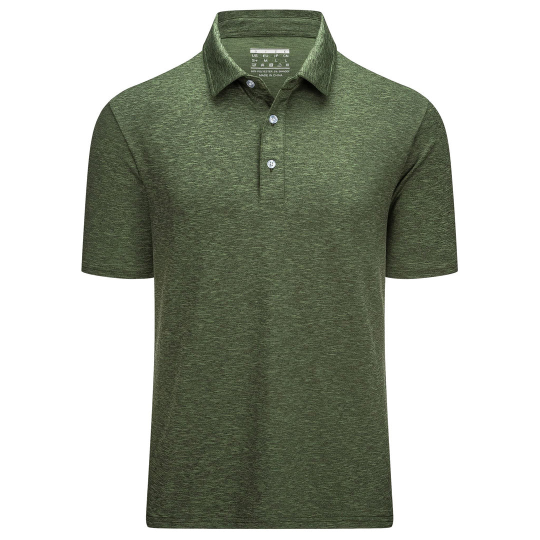 Men's golf polo shirt quick-dry breathable 3-button placket solid color stretch performance fit