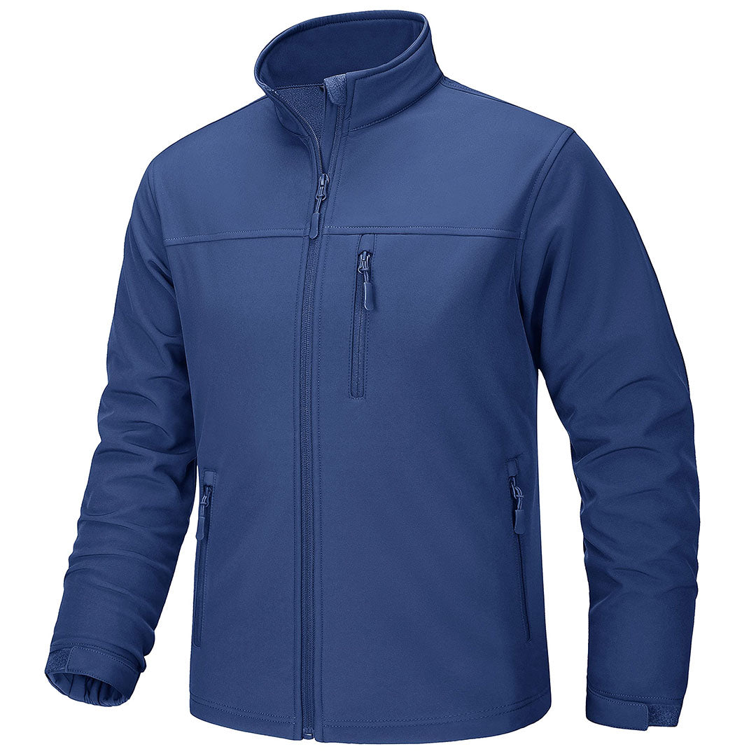 Men's fleece-lined softshell jacket water-resistant stretch outdoor coat warm all-weather