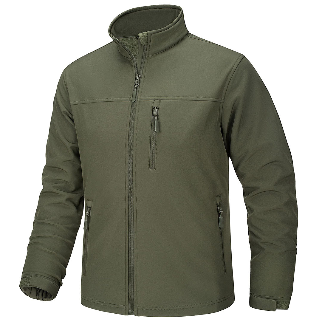 Men's fleece-lined softshell jacket water-resistant stretch outdoor coat warm all-weather hiking