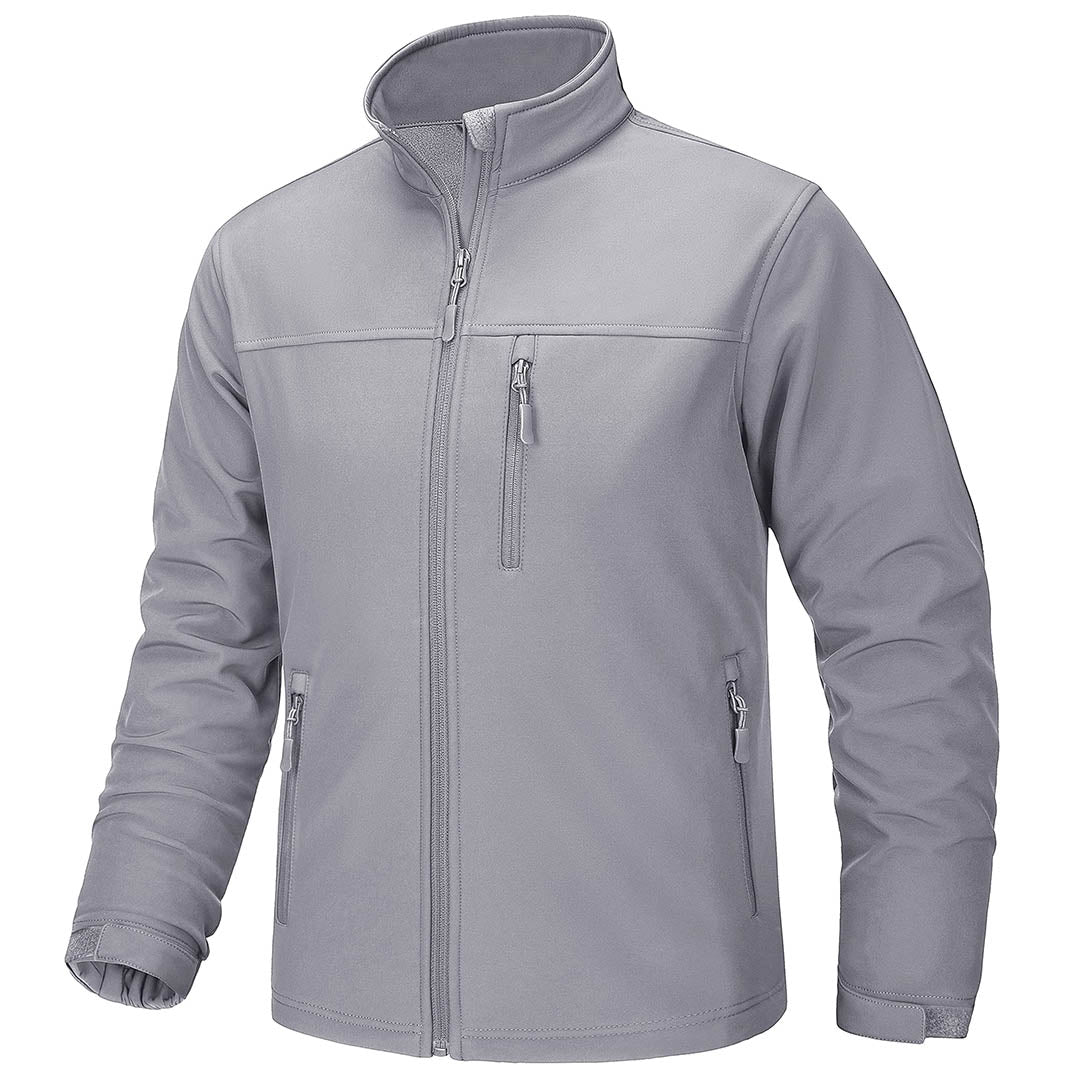 Men's navy blue fleece-lined softshell jacket water-resistant outdoor hiking stretch fit