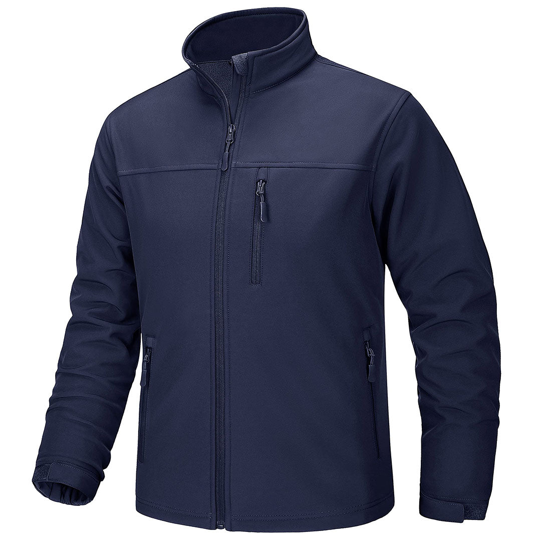 Men's fleece-lined softshell jacket water-resistant outdoor coat warm stretch all-weather