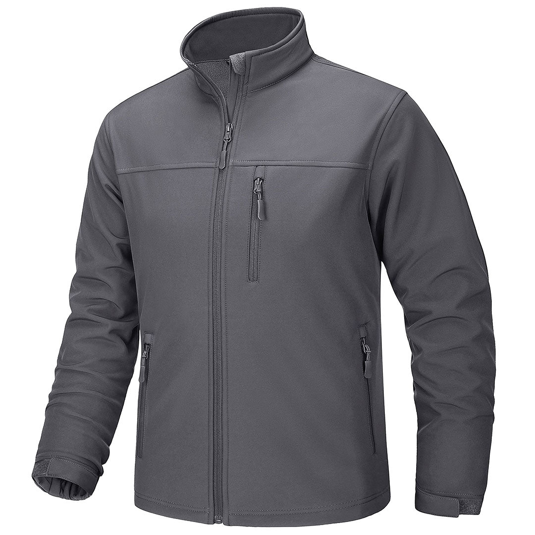 Men's navy blue fleece-lined softshell jacket water-resistant stretch outdoor hiking coat