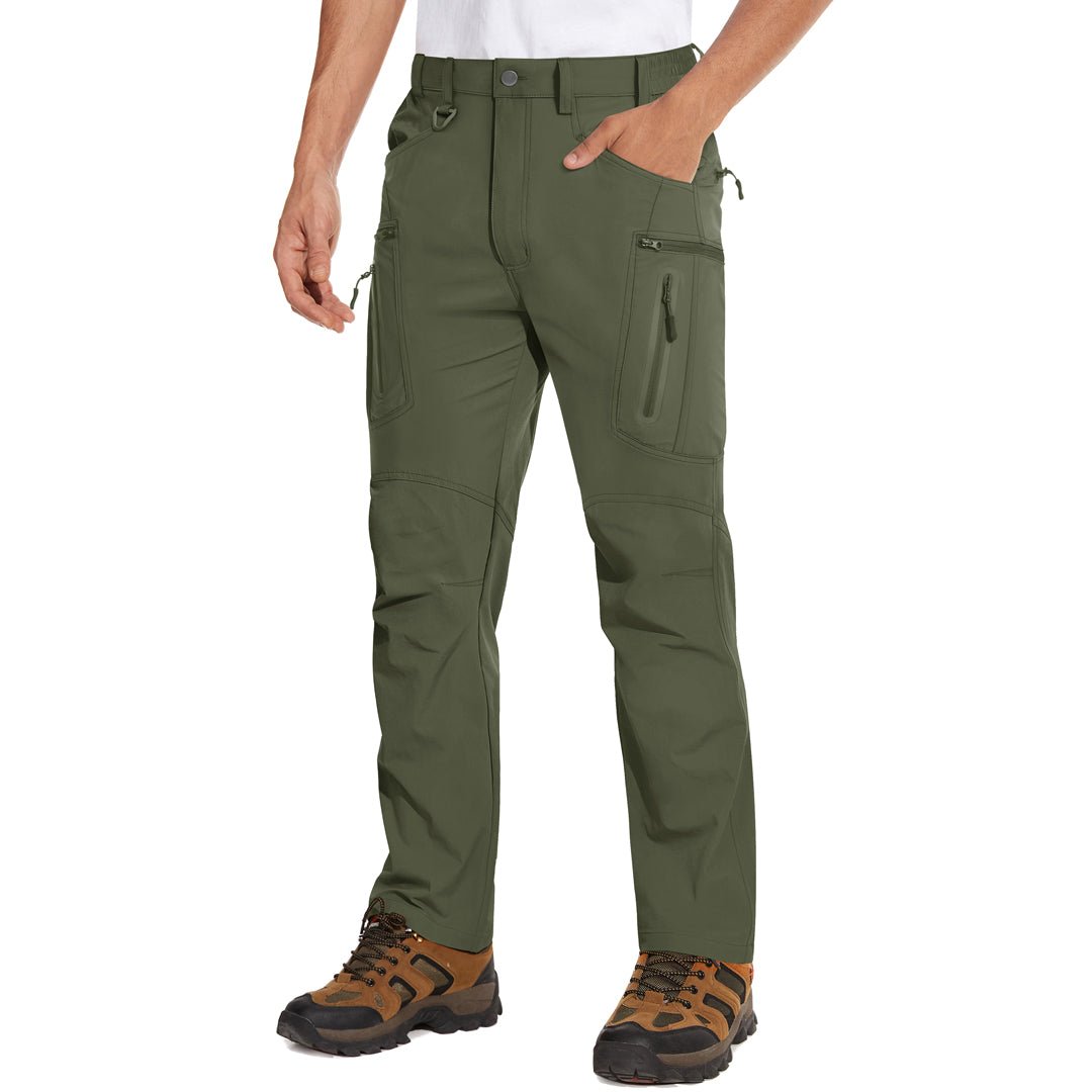 Men's cargo hiking pants quick-dry water-resistant nylon blend with 8 pockets for outdoor trail use