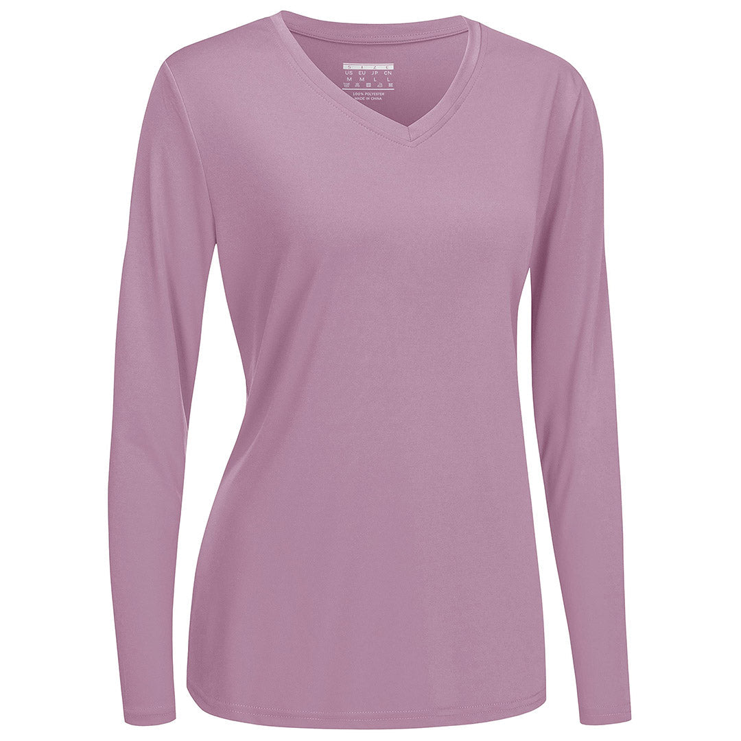 Women's lightweight UPF 50+ quick-dry hiking shirt, breathable polyester tee for active outdoors