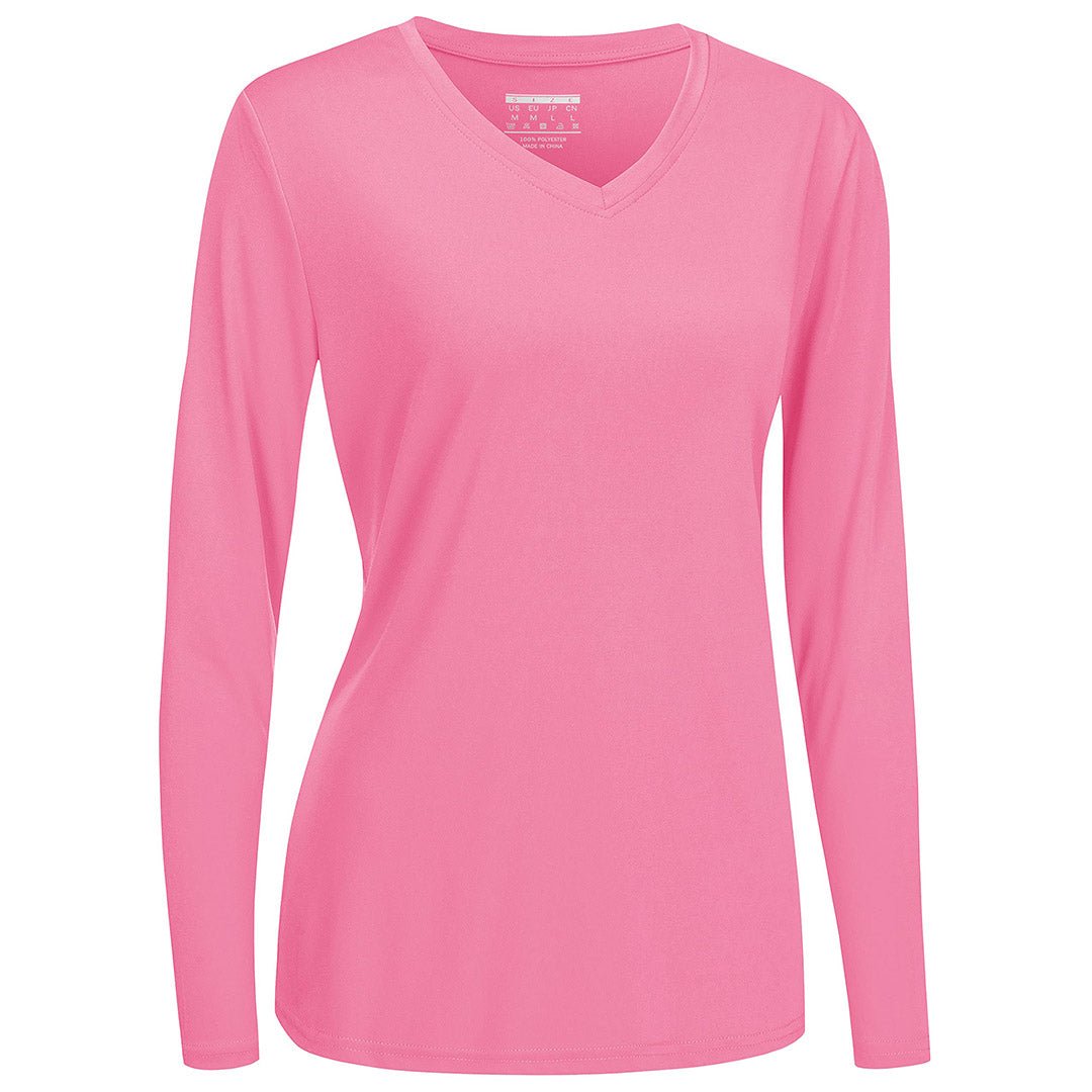 Women's lightweight UPF 50+ quick-dry hiking shirt, breathable polyester tee for active outdoors