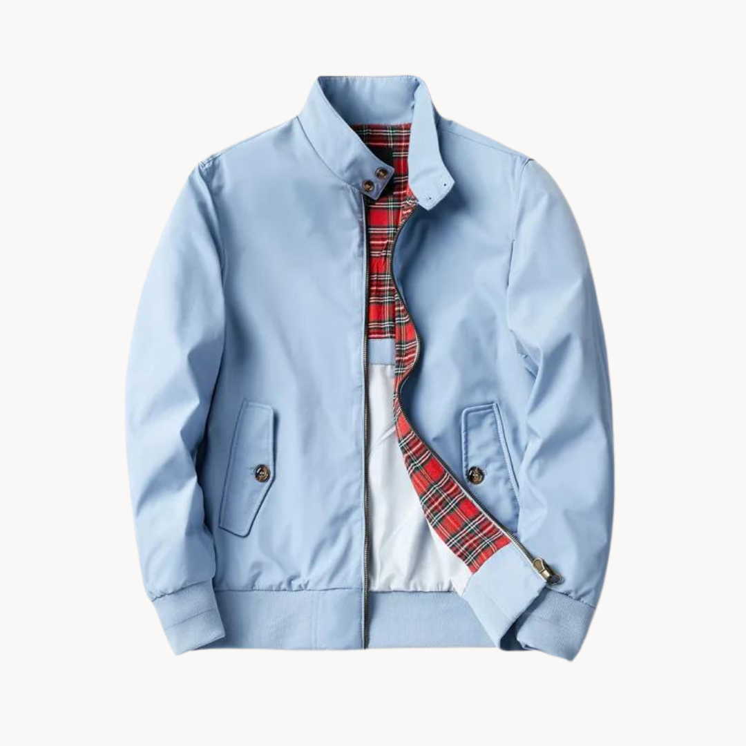 Men's lightweight Camden Heritage Harrington zip-up jacket with classic stand collar and tartan lining