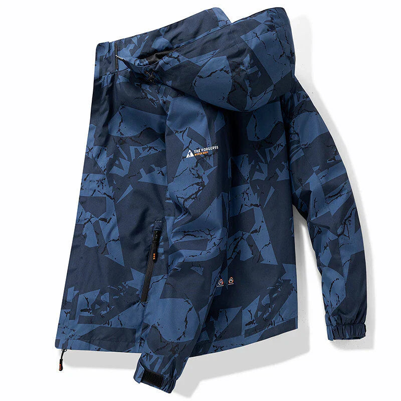Men's waterproof zip-up ski jacket in sporty cut with bold letter print for active winter wear