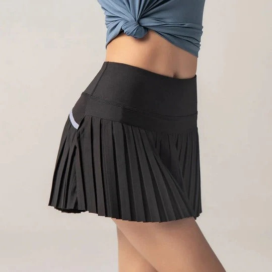 White lightweight tennis skirt regular fit with elastic waistband designed for active women's movement