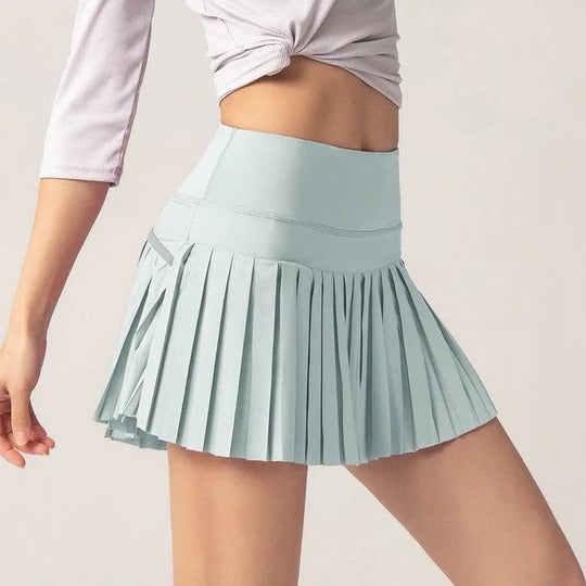 White lightweight tennis skirt regular fit with elastic waistband designed for active women