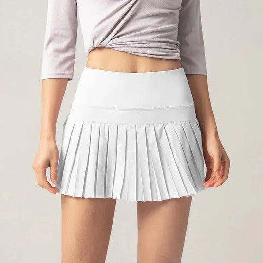 White lightweight tennis skirt regular fit with elastic waistband designed for active women