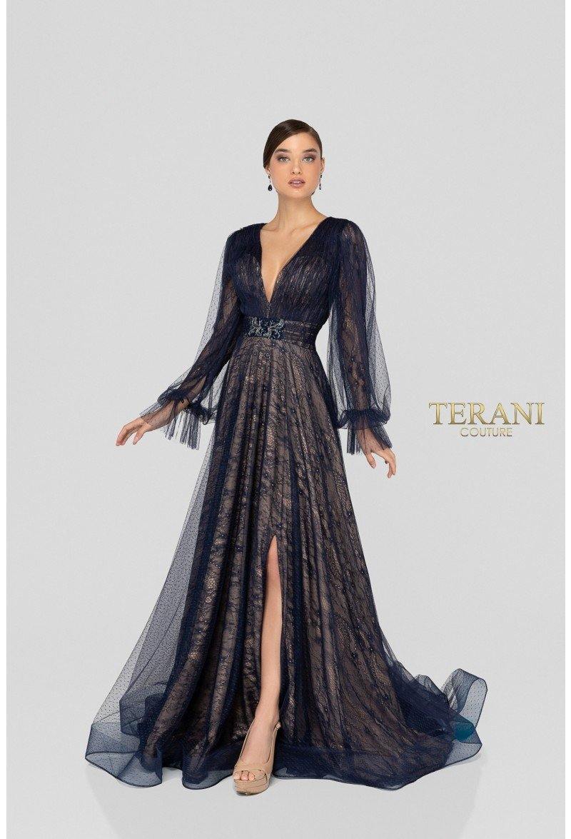 Terani Couture 1913M9414 Long V-Neck Formal Dress Sale - Urbann-Vibe