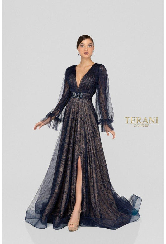 Terani Couture 1913M9414 Long V-Neck Formal Dress Sale - Urbann-Vibe
