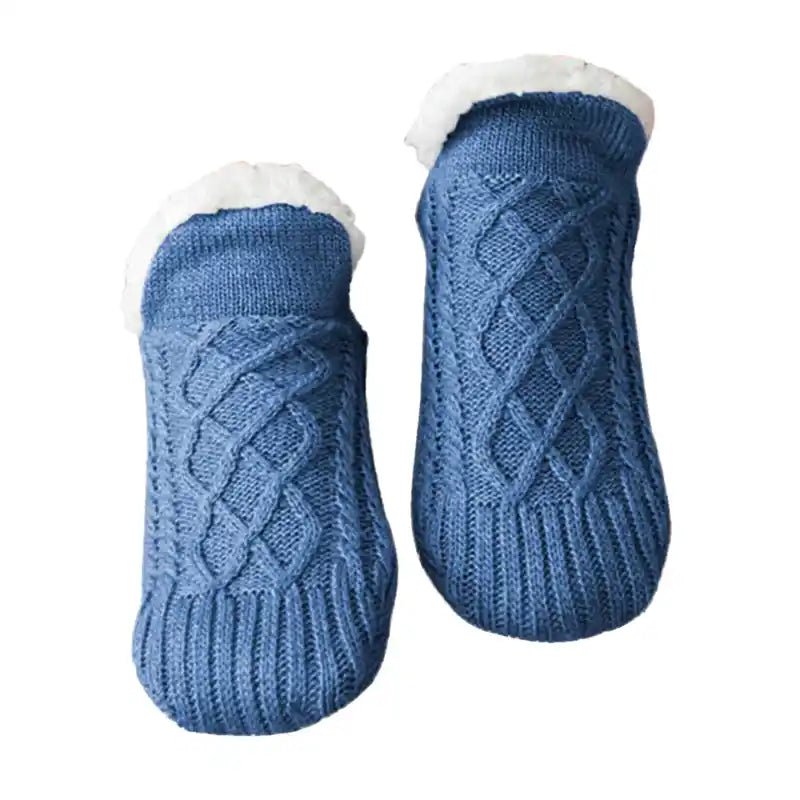 Thermal non-slip socks in cozy neutral tones with reinforced grip sole for winter home comfort