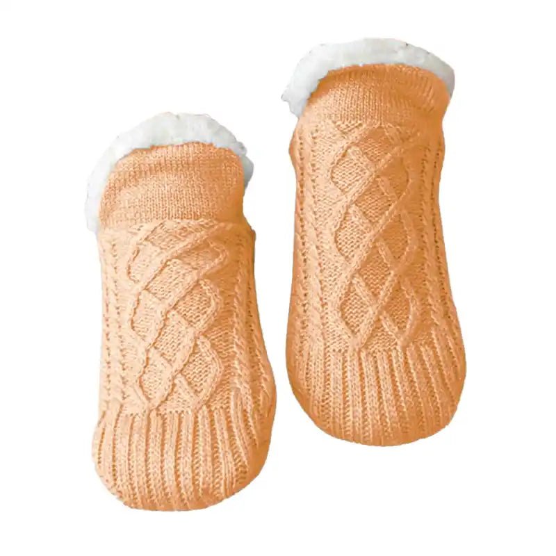 Cozy thermal non-slip socks with reinforced grip sole, soft insulation for winter home warmth