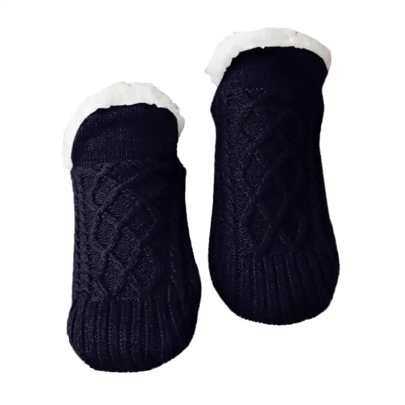 Cozy thermal non-slip socks in neutral tones with reinforced grip sole for winter home comfort
