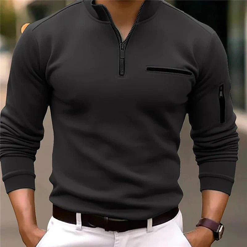 Divot long-sleeve polo shirt classic fit quarter-turn design for golf performance and everyday style
