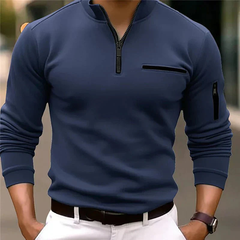 Divot long-sleeve polo shirt classic fit quarter-turn design for golf performance and everyday style