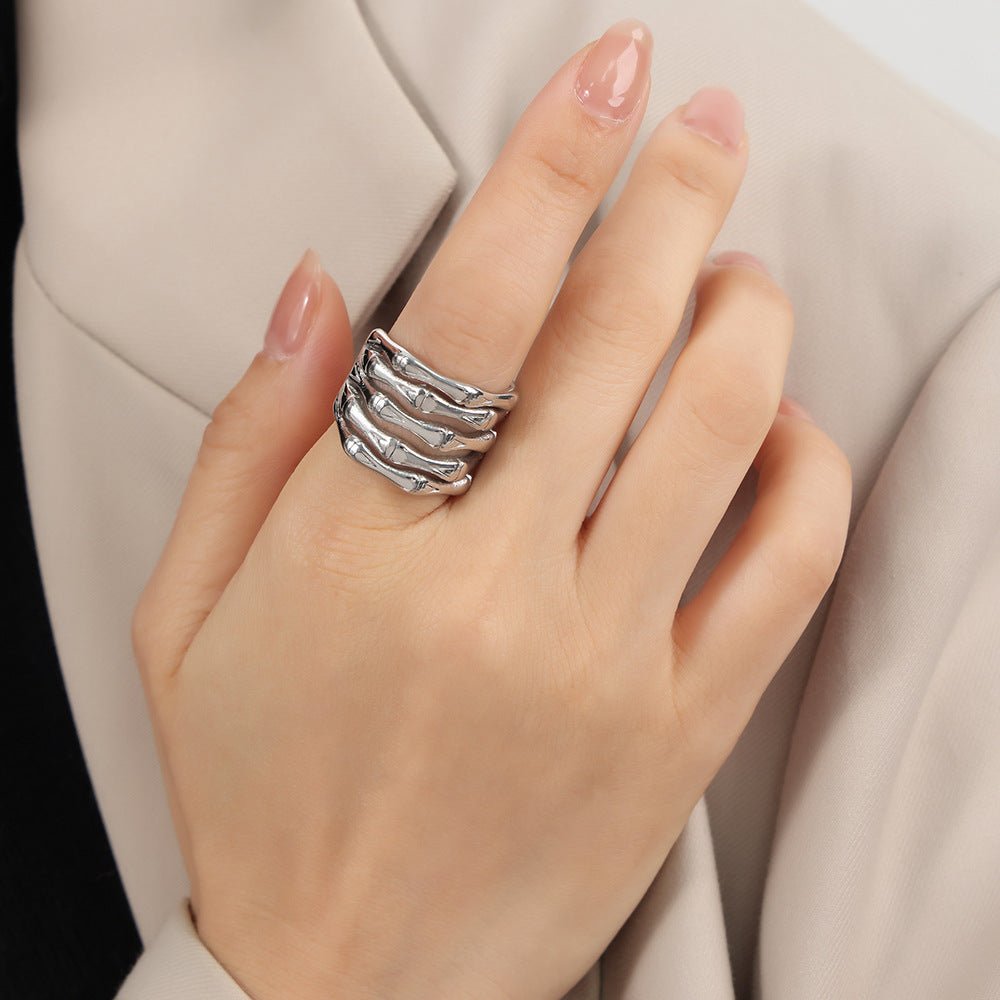 Titanium steel multi-layered ring gold-plated modern unisex jewelry durable sleek active lifestyle