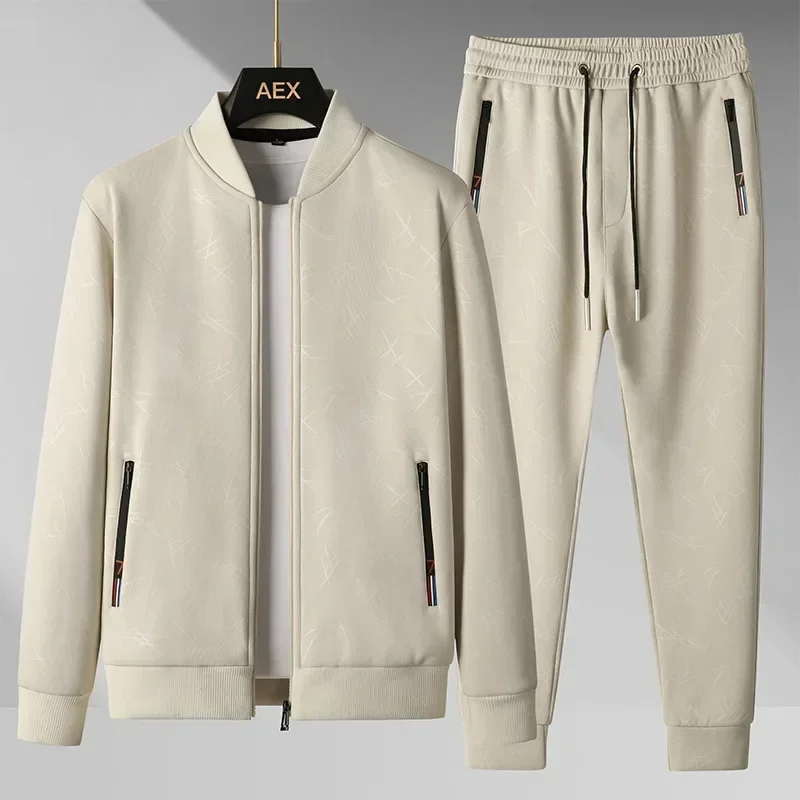 Vittorio slim fit bomber tracksuit set in premium textured fabric with tailored joggers for men