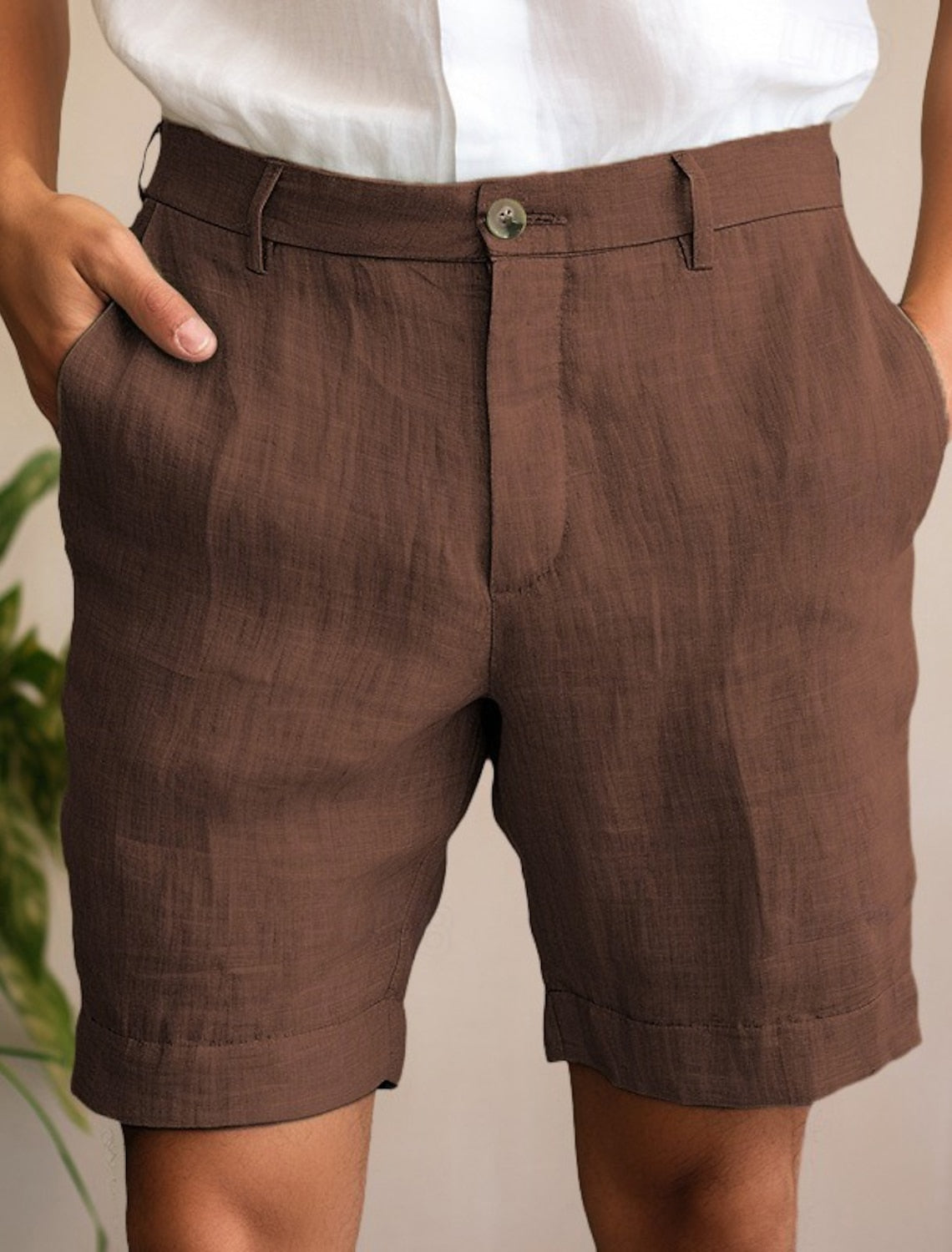 Men's light linen shorts breathable relaxed-fit design versatile beach-to-city summer style